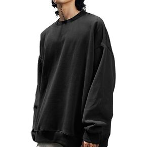 EMMIOL Men's Crewneck Sweatshirt Long Sleeve Hip Hop Fleece Pullover Vintage Sweatshirt Street Fashion Sweatshirts