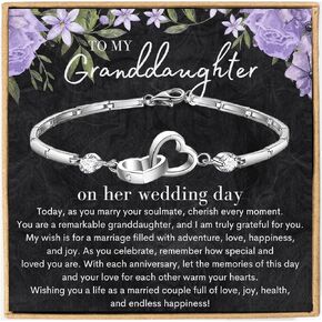 To My Granddaughter on Her Wedding Day Gifts From Grandmother, Gift for Bride from Grandma, Granddaughter Bride Gifts Bracelet Message Granddaughter Jewelry on Her Wedding day