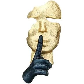 Gold Mask Enamel Lapel Pin Silence is Gold Thinker Pin Badge Abstract Art Enamel Brooch Mask Pin Badge Gift Clothes Bag Pin Accessories