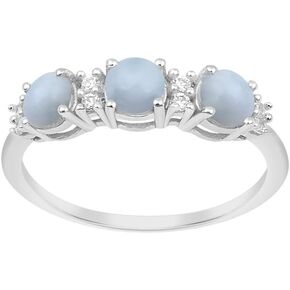 Three Stone Style Multi Choice Round Gemstone 925 Sterling Silver Women Anniversary Ring