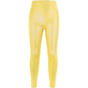 NewL Kids Girls Dance Pants Gymnastic Shiny Metallic Dance Leggings Skinny for Performances Costume