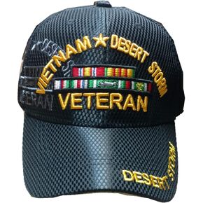 Vietnam + Desert Storm War Veteran Ribbon Shadow (Desert Storm on The Bill) Baseball Cap Mesh Black in Saudi Arabia