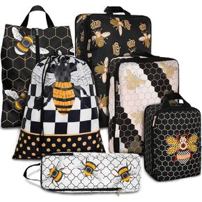 6 Pcs Compression Packing Cubes Waterproof Suitcase Travel Bag Luggage Backpack Organizer Travel Cubes for Packing-Small Floral Print