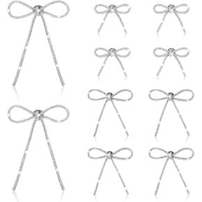 20pcs Rhinestone Bow Brooch Pins Set, Glitter Bowknot Brooches, Bling Shiny Rope Fashion Jewelry Accessories for Daily Wear Parties Weddings, 3 Size