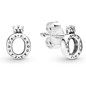 باندورا اقراط من الفضة الاسترلينية على شكل تاج مصقول على شكل حرف O in Kuwait