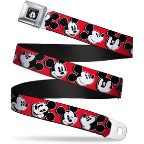 Buckle-Down Seatbelt Belt - Mickey Mouse Expressions Red/Black/White - 1.0" Wide - 20-36 Inches in Length