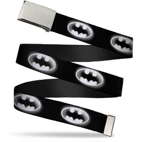 Buckle-Down unisex-adult Web Belt - Cloudy Bat Signal Black/White