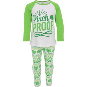 Unique Baby 2 Piece Girls Printed Leggings Outfit with Long Sleeve Shirt Kid and Toddler Clothes Set