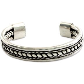 NOVICA Artisan Handmade .925 Sterling Silver Cuff Bracelet Modern Bali Indonesia Balinese Traditional 'Strength of Celuk'