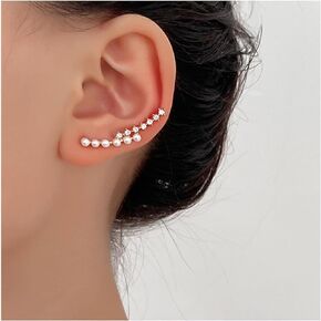 Boho Crystal Ear Jacket Earrings Gold Rhinestone Ear Climber Earrings Cz Crawler Earrings Cubic Crystal Climbing Earrings Jewelry for Women and Girls