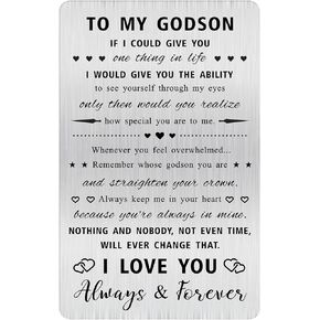 Alotozo Godson Gifts from Godmother, to My Godson Birthday Card, Christmas Engraved Wallet Card for Godchild Boys Men