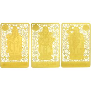 Fuk LUK Sau Three Star Gods Gold Card to Attract Health, Wealth and Happiness 3PCS Amulet Card
