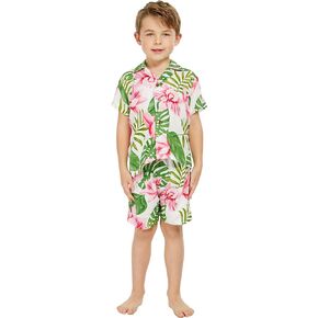 Hawaii Hangover Boy Aloha Luau Shirt Cabana Set in Wispy Cereus Black