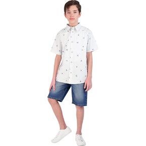 TONY HAWK Boys Short Set for Kids | 2 Piece Short Sleeve Button Front Shirt and Woven Short for Boys