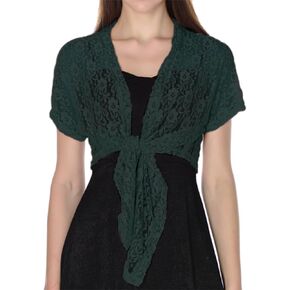 HEREAD Women's Shrugs for Evening Dresses Short Sleeve Lace Sheer Cardigan Flower Tie Front Cropped Wedding Shawls and Wraps