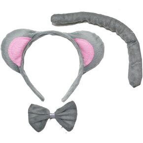 Kirei Sui Kids Gray Mouse Headband Bowtie Tail 3pcs Costume