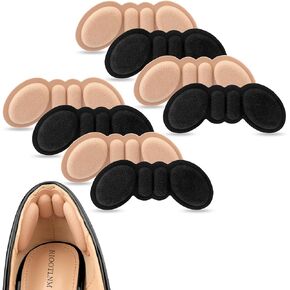 Heel Pads for Shoes Too Big, Shoe Inserts for Loose Shoes, Heel Grips Protectors for Blisters Pain, Filler Make Shoes Fit Tighter, Rubbing, Prevent Slip for Women Men (4PairsRosyBrownBlack)