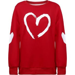 Breathffy Valentines Day Sweatshirt Red Heart Sweatshirt Long Sleeve Shirts Plus Size Shirts, Medium