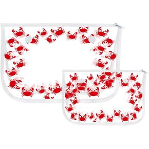 Clear Designer Insert(Set of 2) Bags for BOGG Bag Travel Organizer Storage Pop in Bogg Bag (Crab - Red)