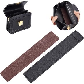 WADORN 2pcs Genuine Leather Base Shaper for WOC Handbag, Cowhide Leather Purse Base Shapers 7.2x1.3 Inch Rectangle Clutch Bag Bottom Pads Wallet Liner Board Shaper, Black and Wine