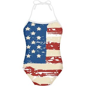 HUGS IDEA Panda Print Cute Girls One Piece Swimsuit Adjustable Swimwear for 3Y-8Y