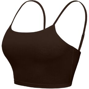 V FOR CITY قميص قصير للنساء مع حمالة صدر على الرف، قميص قصير قابل للتعديل، أشرطة سباغيتي، قميص يوغا بدون أكمام in Kuwait