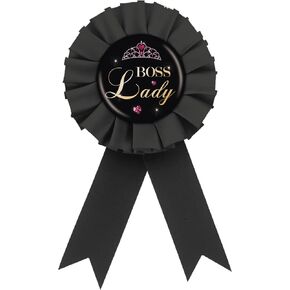 Black Boss Lady Tinplate Badge Pin, Black Rosette Big Sister Button for Girl, Crown Big Sister Award Badge Pin, Baby Shower/Girl 1st Birthday Party Decorations