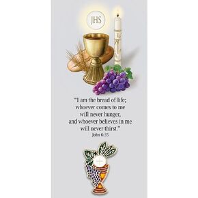 Light of Christ Chalice Lapel Pin and Prayer Card, First Communion Keepsake Gifts for Catholic Boys and Girls, 1 Inch in Kuwait