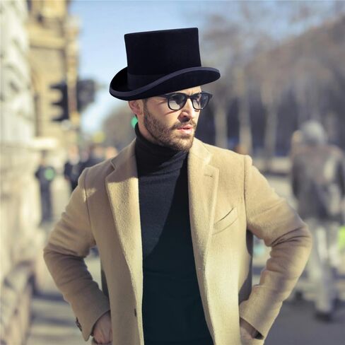 قبعة علوية من الصوف واللباد من بونتشوال جود، قبعة تنكرية طويلة بتصميم فيكتوري بطول 5 انش، هدايا للرجال لحفلات الرقص والكريسماس in Kuwait