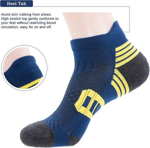 PEARL CARE Mens Athletic Running Ankle Socks Light Cushioned Tab Sports Low Cut Socks (5/6 Pack) /w Arch Compression in Saudi Arabia