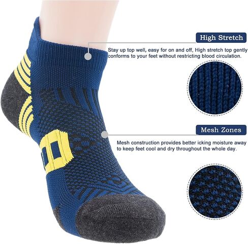PEARL CARE Mens Athletic Running Ankle Socks Light Cushioned Tab Sports Low Cut Socks (5/6 Pack) /w Arch Compression in Saudi Arabia