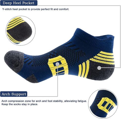 PEARL CARE Mens Athletic Running Ankle Socks Light Cushioned Tab Sports Low Cut Socks (5/6 Pack) /w Arch Compression in Saudi Arabia