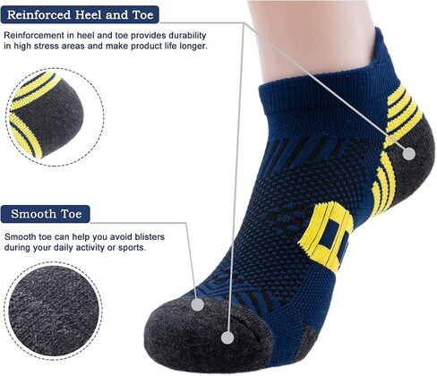 PEARL CARE Mens Athletic Running Ankle Socks Light Cushioned Tab Sports Low Cut Socks (5/6 Pack) /w Arch Compression in Saudi Arabia