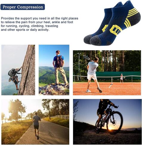 PEARL CARE Mens Athletic Running Ankle Socks Light Cushioned Tab Sports Low Cut Socks (5/6 Pack) /w Arch Compression in Saudi Arabia