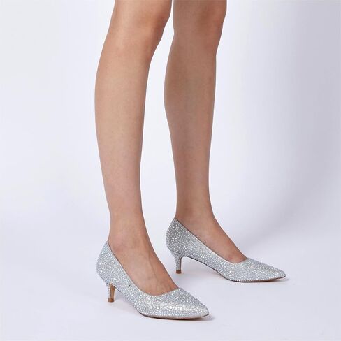 GENSHUO Womens Kitten Heels,Classic 2 Inch Low Heel Pumps Slip On Closed Pointed Toe Pumps Office Work Dress Heeled Pump Shoes in Kuwait