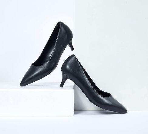 GENSHUO Womens Kitten Heels,Classic 2 Inch Low Heel Pumps Slip On Closed Pointed Toe Pumps Office Work Dress Heeled Pump Shoes in Saudi Arabia