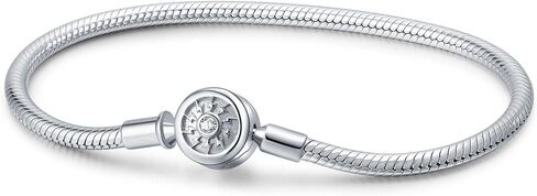 Genuine 925 Sterling Silver Clasp Charm Bracelet with 2 Rubber Spacer Charm for European Bead Charms,Xmas Gifts in Saudi Arabia