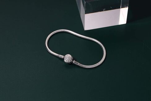 Genuine 925 Sterling Silver Clasp Charm Bracelet with 2 Rubber Spacer Charm for European Bead Charms,Xmas Gifts in Saudi Arabia