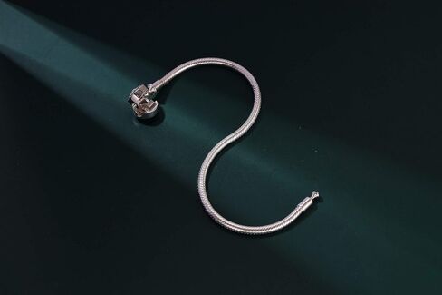 Genuine 925 Sterling Silver Clasp Charm Bracelet with 2 Rubber Spacer Charm for European Bead Charms,Xmas Gifts in Saudi Arabia