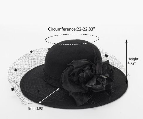 Vintage Bowler Derby Fedora Hat for Women Felt Kentucky Fascinator Hat with Flower & Feather for Party Wedding in Saudi Arabia
