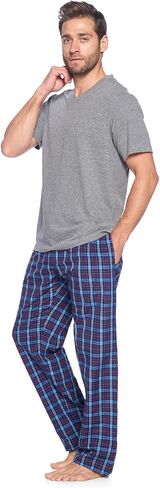 Ashford & Brooks Men’s Sleepwear & Loungewear Pajamas Set | Woven Plaid PJ Pants & Short Sleeve Jersey Shirt in Saudi Arabia