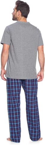 Ashford & Brooks Men’s Sleepwear & Loungewear Pajamas Set | Woven Plaid PJ Pants & Short Sleeve Jersey Shirt in Saudi Arabia