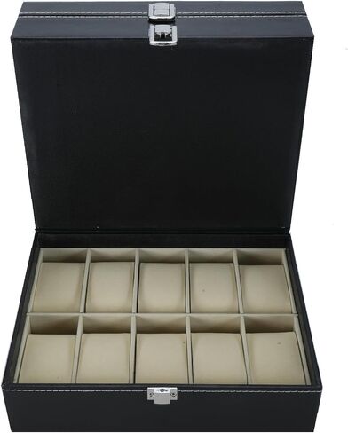 NovelBee 20 Slots Watch Boxes Watch Jewelry Display Case Organize with Removable Cushions,Framed Glass and Secure Lock for Watch Jewelry Storage in Saudi Arabia