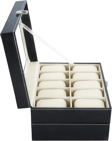 NovelBee 20 Slots Watch Boxes Watch Jewelry Display Case Organize with Removable Cushions,Framed Glass and Secure Lock for Watch Jewelry Storage in Saudi Arabia