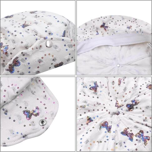 RARITYUS Butterfly Sequin Denim Beret for Women Girls Fashion Adjustable Newsboy Cap French Artist Beanie Visor Hat in Saudi Arabia