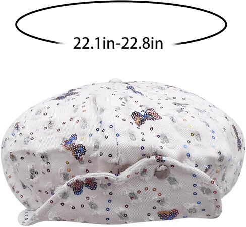 RARITYUS Butterfly Sequin Denim Beret for Women Girls Fashion Adjustable Newsboy Cap French Artist Beanie Visor Hat in Saudi Arabia