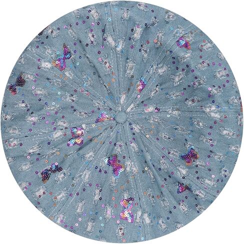 RARITYUS Butterfly Sequin Denim Beret for Women Girls Fashion Adjustable Newsboy Cap French Artist Beanie Visor Hat in Saudi Arabia