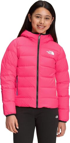 The North Face Girls' Reversible North Down Hooded Jacket, Brilliant Coral, Large in Saudi Arabia