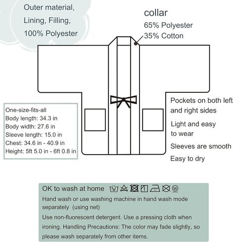 النمط الياباني Hanten غسيل يدوي ذو وجهين لا يمثل مشكلة، مقاس واحد يناسب الجميع من البوليستر للرجال in Kuwait