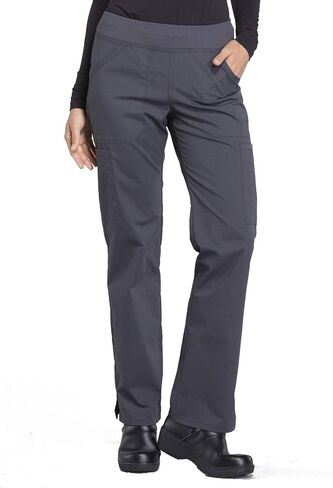 Women Scrubs Set Workwear Professionals WW665 V-Neck Top & WW170 Mid Rise Straight Leg Pull-on Cargo Pant, Pewter- L Top/L Pant in Saudi Arabia